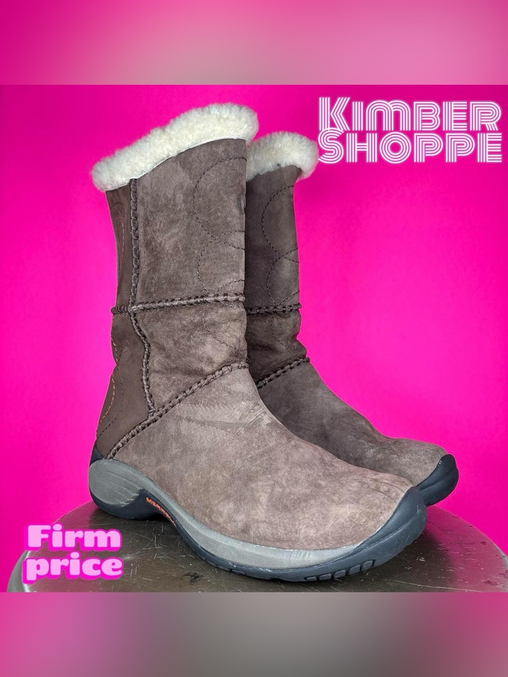 Merrell Encore Peak Brown Suede Shearling Lined Pull-On Boot US 7 UK 5